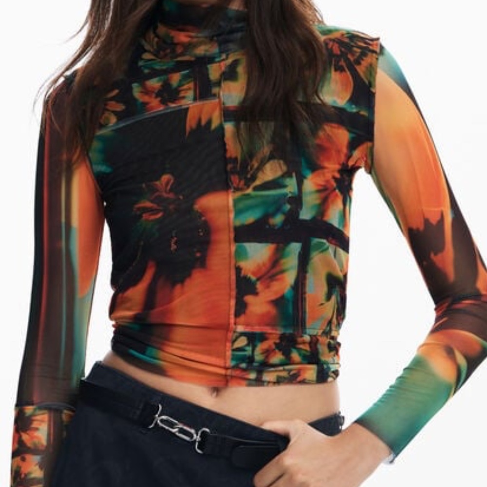 DESIGUAL PRINTED TULLE T-SHIRT